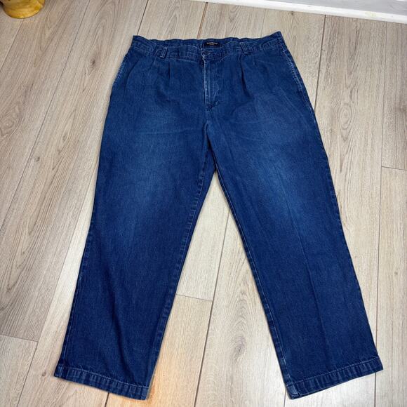 Men's Dockers Khakis Pleats Blue Jean Dress Pants Casual 40 x 30 100% Cotton - Picture 1 of 7